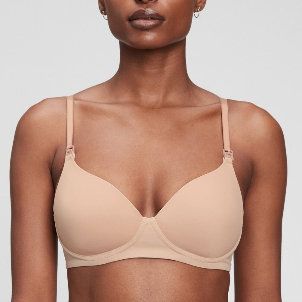 NWT GAP Body Maternity Everyday Cotton Nursing Bra Nude Size Small